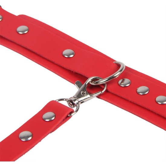 Subblime Fetish SUBBLIME - 953706 HANDCUFFS WITH BONDAGE BELT RED ONE SIZE