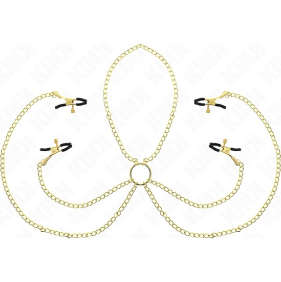 Kink Nipple Grip KINK - 4 NIPPLE AND CLIT CLAMPS ADJUSTABLE GOLD