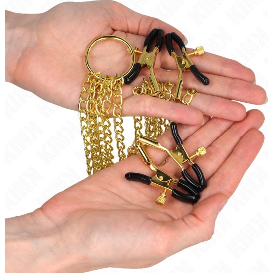 Kink Nipple Grip KINK - 4 NIPPLE AND CLIT CLAMPS ADJUSTABLE GOLD