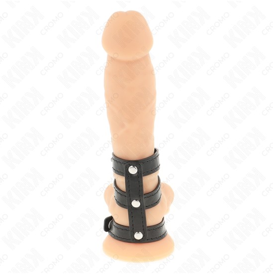 Kink Ring Power KINK - TRIPLE LEATHER PENIS RING WITH PRESSURE CLOSURE