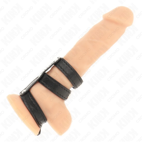 Kink Ring Power KINK - TRIPLE LEATHER PENIS RING WITH PRESSURE CLOSURE