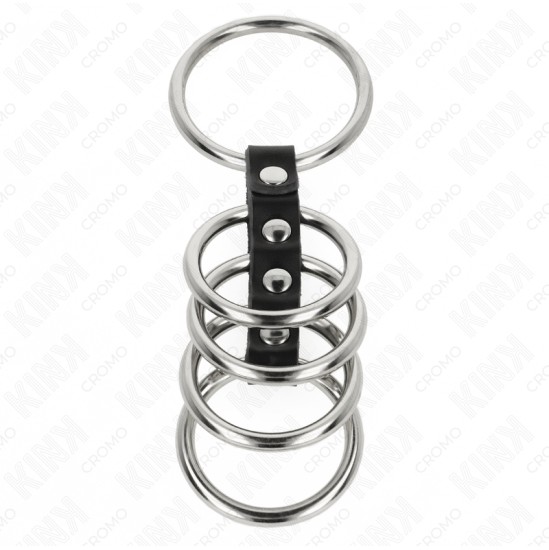 Kink Ring Power KINK - 5 PENIS RINGS 3.7 CM TO 5 CM METAL CONNECTED BY LEATHER
