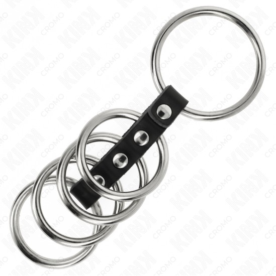 Kink Ring Power KINK - 5 PENIS RINGS 3.7 CM TO 5 CM METAL CONNECTED BY LEATHER