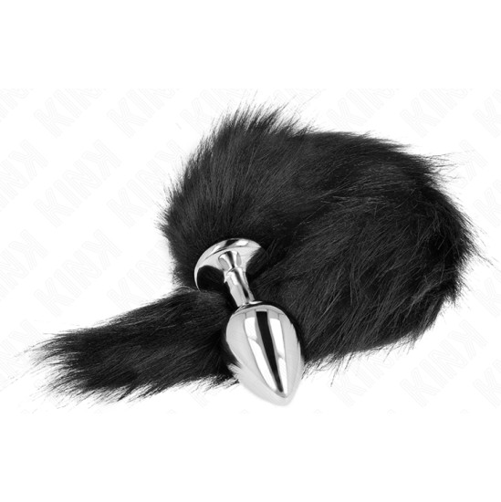 Kink Pleasure Plugs KINK - ANAL PLUG SIZE M 8 X 3.5 CM WITH SYNTHETIC TAIL 40 CM BLACK