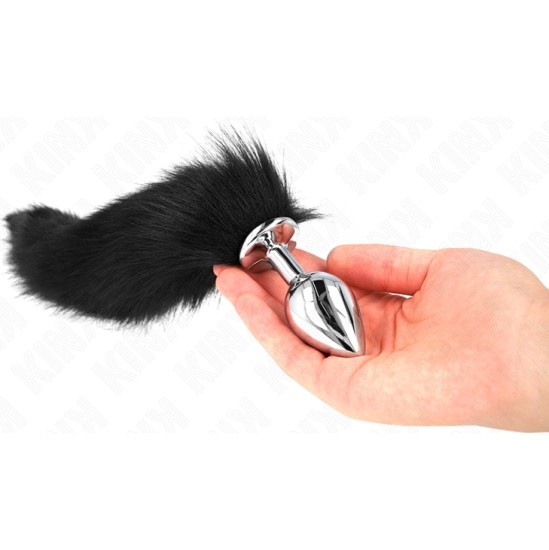 Kink Pleasure Plugs KINK - ANAL PLUG SIZE M 8 X 3.5 CM WITH SYNTHETIC TAIL 40 CM BLACK