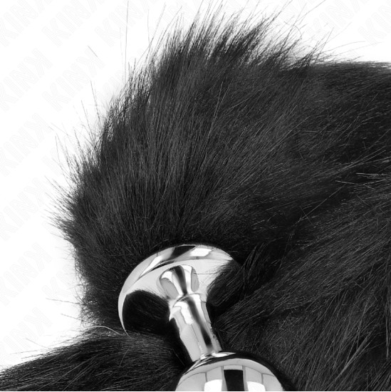 Kink Pleasure Plugs KINK - ANAL PLUG SIZE M 8 X 3.5 CM WITH SYNTHETIC TAIL 40 CM BLACK