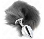 Kink Pleasure Plugs KINK - ANAL PLUG SIZE L 10 X 4 CM WITH SYNTHETIC TAIL 40 CM GREY AND WHITE