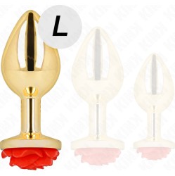 Kink Pleasure Plugs KINK - PLUG ANAL GOLD ROSE RED SIZE L
