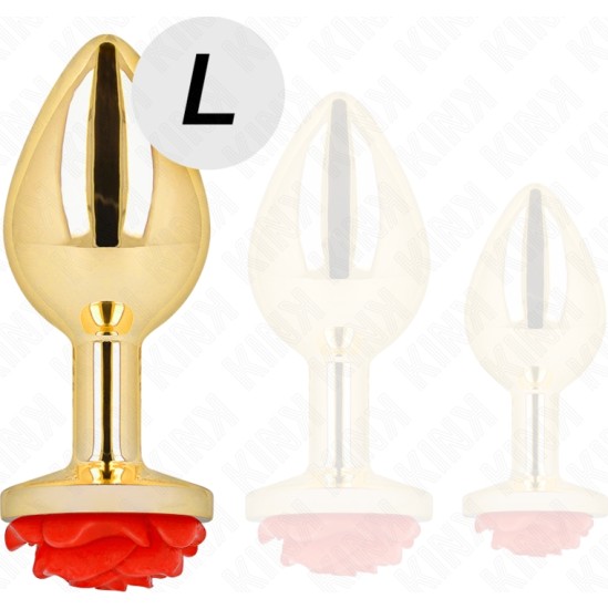 Kink Pleasure Plugs KINK - PLUG ANAL GOLD ROSE RED SIZE L