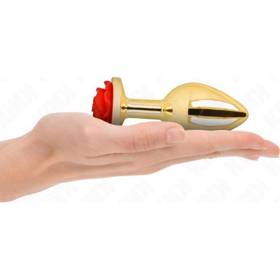 Kink Pleasure Plugs KINK - PLUG ANAL GOLD ROSE RED SIZE L