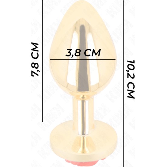Kink Pleasure Plugs KINK - PLUG ANAL GOLD ROSE RED SIZE L