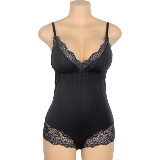 Subblime Bodies SUBBLIME - BLACK FLORAL LACE DETAIL TEDDY S/M