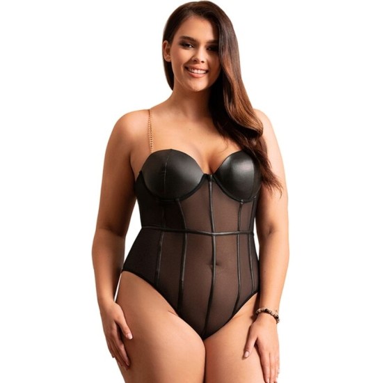 Subblime Bodies SUBBLIME - BLACK CHAIN SUSPENDERS BODYSUIT L/XL