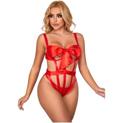 Subblime Bodystockings SUBBLIME - 954475 SEXY OPENWORK BODY WITH BOW RED L/XL