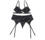 Subblime Sets SUBBLIME - SET OF 3 PIECES BRA + THONG + LACE GARTER BLACK L/XL