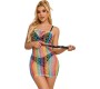 Subblime Dresses SUBBLIME - 952365 RAINBOW BARE SHOULDER FISHNET DRESS ONE SIZE
