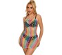 Subblime Dresses SUBBLIME - 952365 RAINBOW BARE SHOULDER FISHNET DRESS ONE SIZE