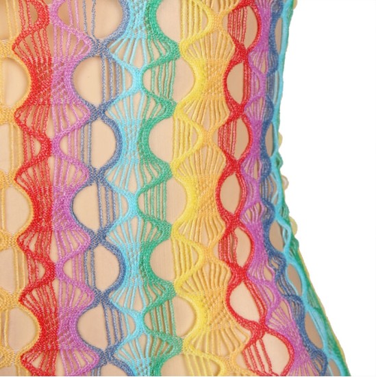 Subblime Dresses SUBBLIME - 952365 RAINBOW BARE SHOULDER FISHNET DRESS ONE SIZE