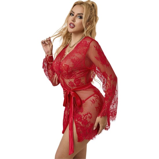 Subblime Sets SUBBLIME - 953775 LACE NIGHTGOWN + THONG RED S/M
