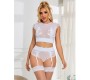 Subblime Sets SUBBLIME - 954031 BRA + PANTIES WITH GARTER BELT WHITE S/M