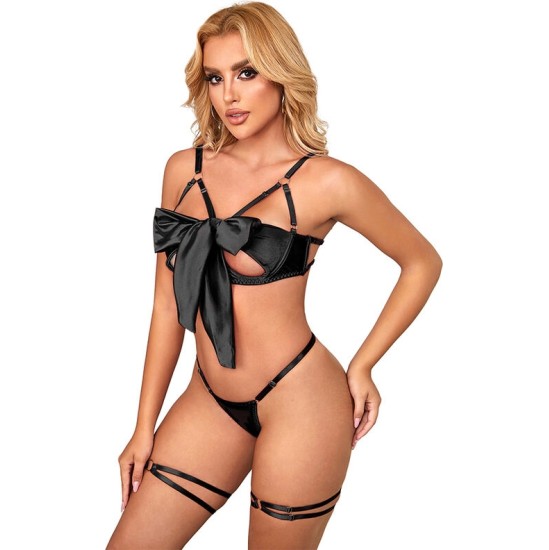 Subblime Sets SUBBLIME - 955205 BRA SET WITH ADJUSTABLE BLACK BOW L/XL