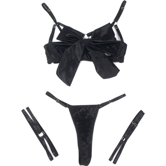 Subblime Sets SUBBLIME - 955205 BRA SET WITH ADJUSTABLE BLACK BOW L/XL