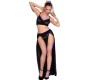 Chilirose Sets CHILIROSE - CR 4672 BLACK TOP SKIRT AND THONG WITH GOLDEN CHAINS XL