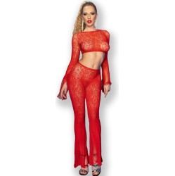Chilirose Sets CHILIROSE - CR 4648 TOP & PANT RED S/L