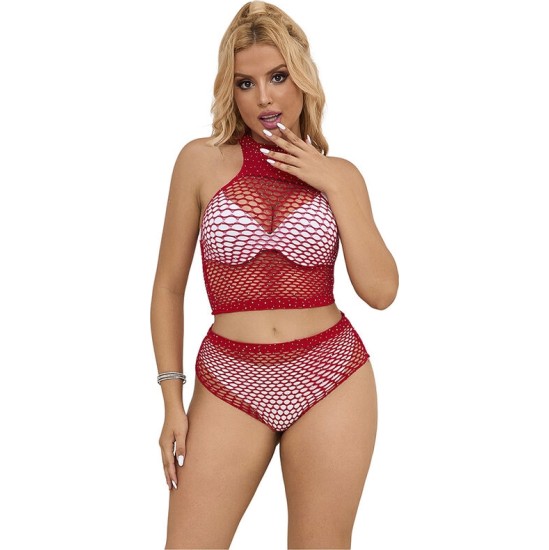 Subblime Sets SUBBLIME - 952402 FISHNET SET WITH PINK DIAMONDS ONE SIZE