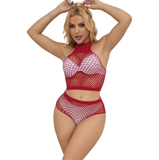 Subblime Sets SUBBLIME - 952402 FISHNET SET WITH PINK DIAMONDS ONE SIZE