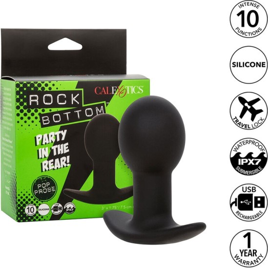 Calexotics ROCK BOTTOM ANAL PLUG 10 VIBRATIONS SILICONE BLACK