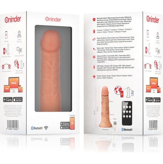 Oninder MEDIUM BOGOT&Aacute; VIBRATOR DILDO 9 SPEEDS NATURAL 20 CM -O- 4.2 CM - FREE APP