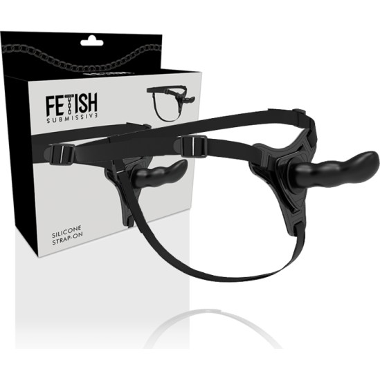 Fetish Submissive Harness BLACK SILICONE G-SPOT 16 CM