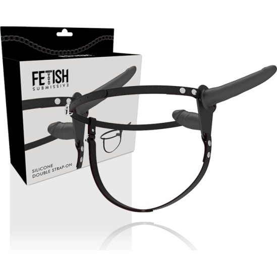 Fetish Submissive Harness BLACK DOUBLE PENETRATION