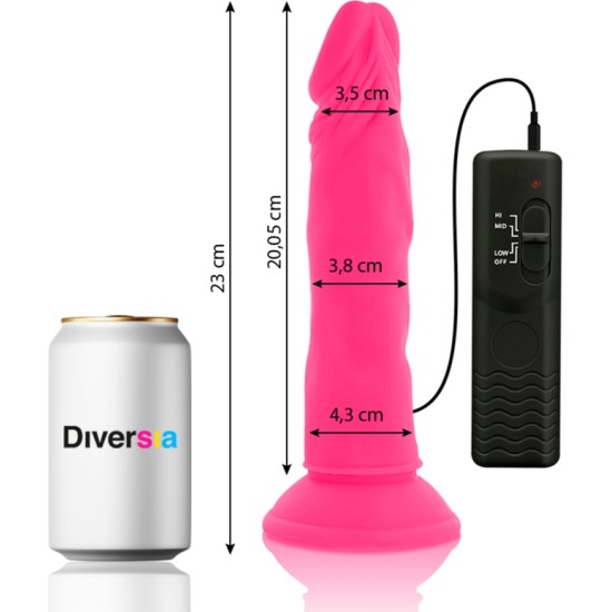 Diversia FLEXIBLE VIBRATING DILDO PINK 23 CM -O- 4.3 CM