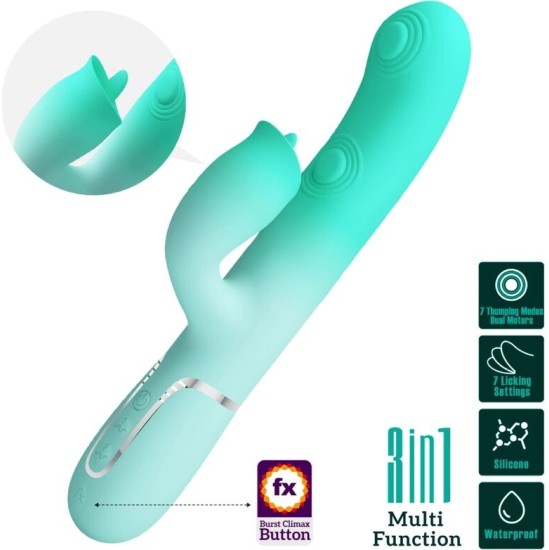 Pretty Love Flirtation PRETTY LOVE - GIGI MULTIFUNCTION RABBIT VIBRATOR AQUA GREEN