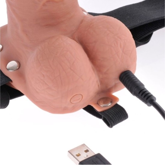 Fetish Fantasy Series ADJUSTABLE HARNESS REALISTIC PENIS WITH BALLS RECHARGEABLE AND VIBRATOR 17.8 CM