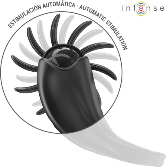 Intense Couples Toys INTENSE - MABEL VIBRATING RING 10 VIBRATIONS WITH CLITORIS STIMULATOR BLACK