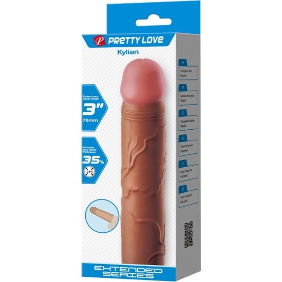 Pretty Love KYLIAN PENIS SLEEVE WITH 7.6 CM EXTENSION MULATTO