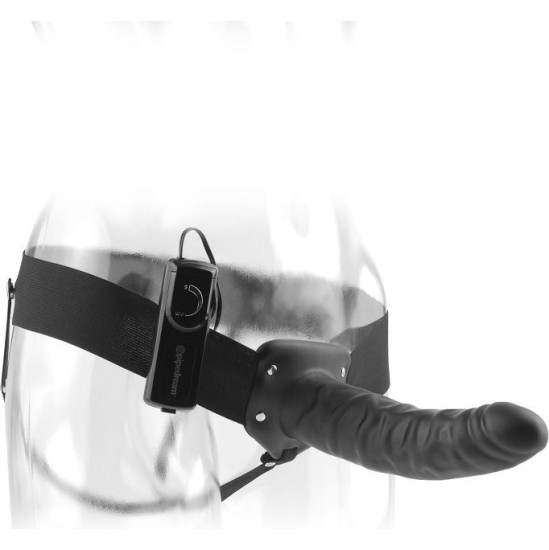 Fetish Fantasy Series 19 CM VIBRATING HOLLOW STRAP-ON BLACK