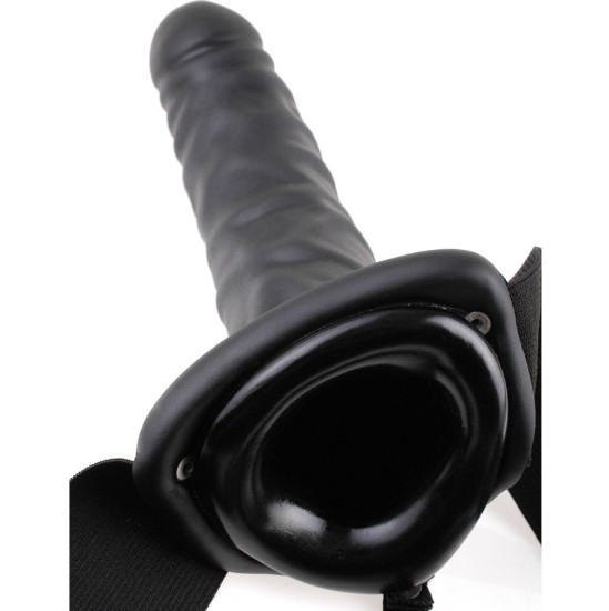 Fetish Fantasy Series 19 CM VIBRATING HOLLOW STRAP-ON BLACK