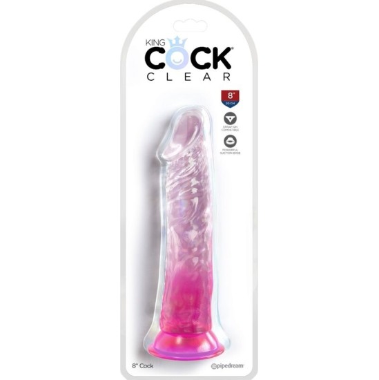 King Cock CLEAR REALISTIC PENIS 19.7 CM PINK