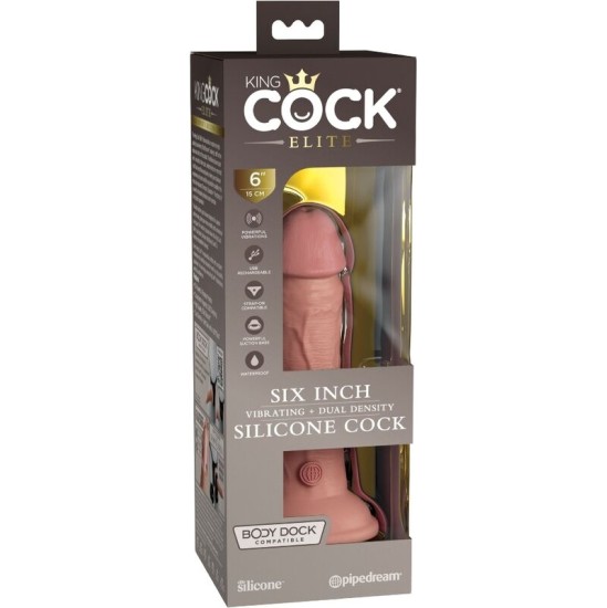 King Cock ELITE REALISTIC DILDO VIBRATING & SILICONE 15.2 CM
