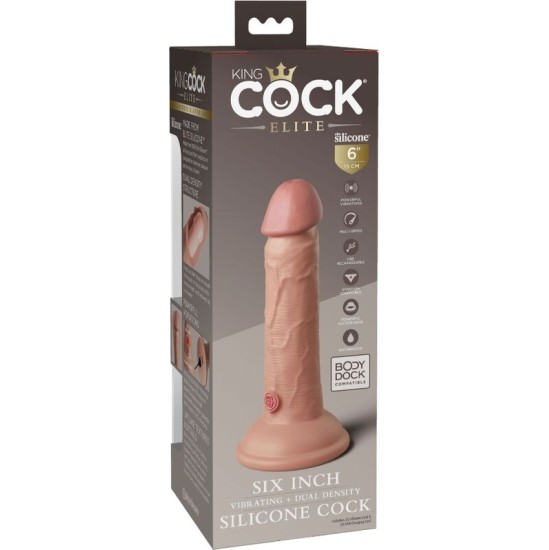 King Cock ELITE REALISTIC DILDO VIBRATING & SILICONE 15.2 CM