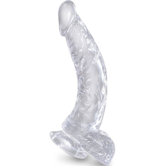 King Cock CLEAR REALISTIC CURVED PENIS WITH BALLS 16.5 CM TRANSPARENT