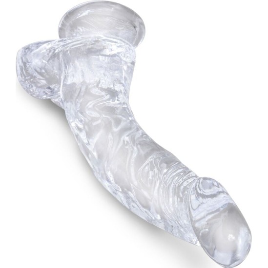 King Cock CLEAR REALISTIC CURVED PENIS WITH BALLS 16.5 CM TRANSPARENT