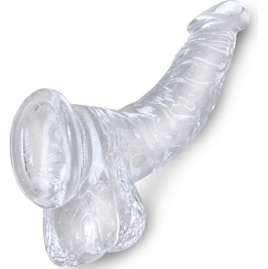 King Cock CLEAR REALISTIC CURVED PENIS WITH BALLS 16.5 CM TRANSPARENT