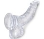 King Cock CLEAR REALISTIC CURVED PENIS WITH BALLS 16.5 CM TRANSPARENT