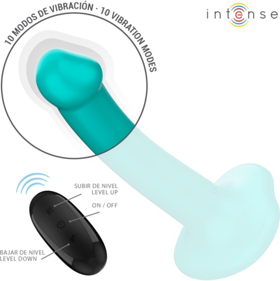 Intense Fun INTENSE - KATIE VIBRATOR WITH SUCTION CUP 10 VIBRATIONS BLUE REMOTE CONTROL