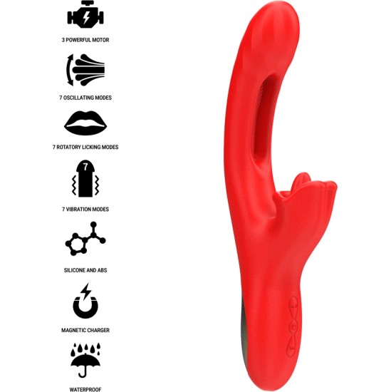 Intense Fun INTENSE - JESSICA MULTIFUNCTION VIBRATOR CLITORIS STIMULATION 24.8 CM RED